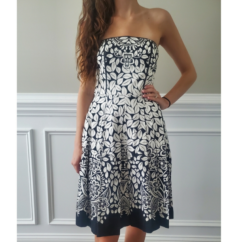 WHBM Floral Strapless Dress